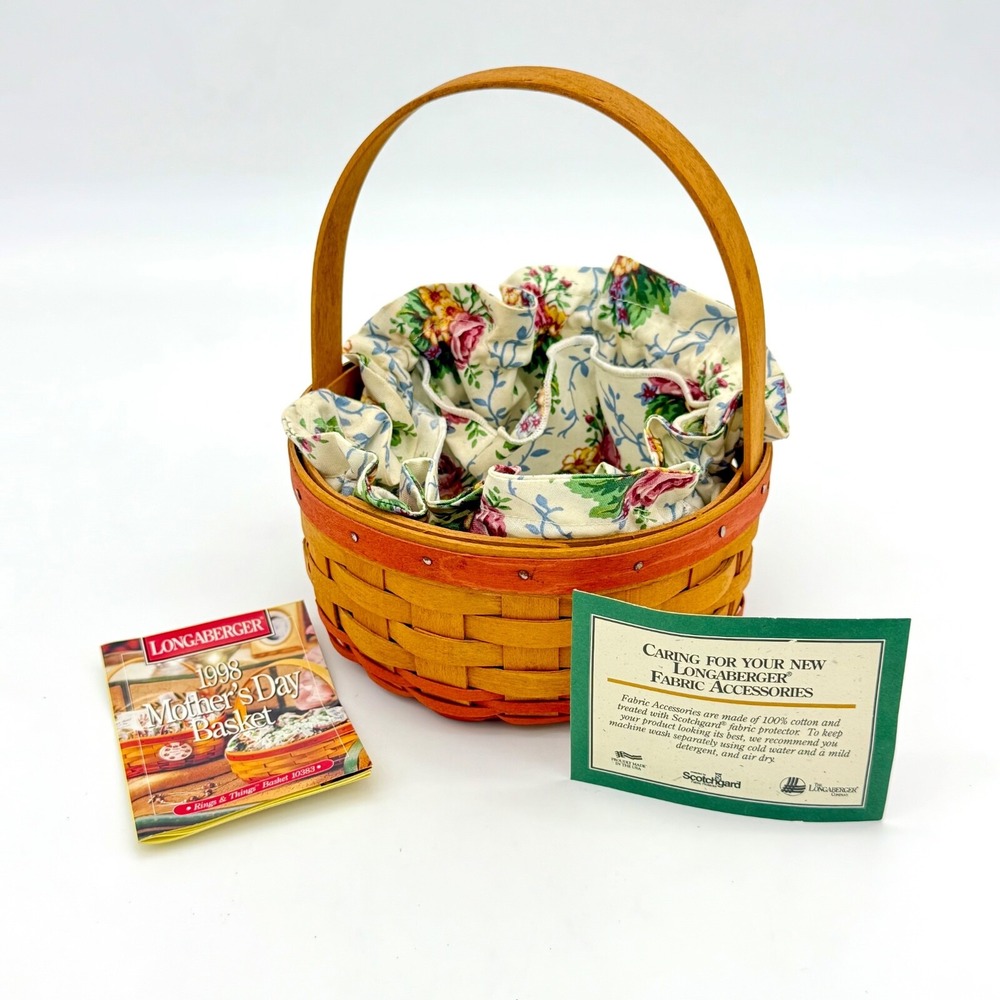 Longaberger 1996 Mother's Day Collection Small Basket with Floral Liner
